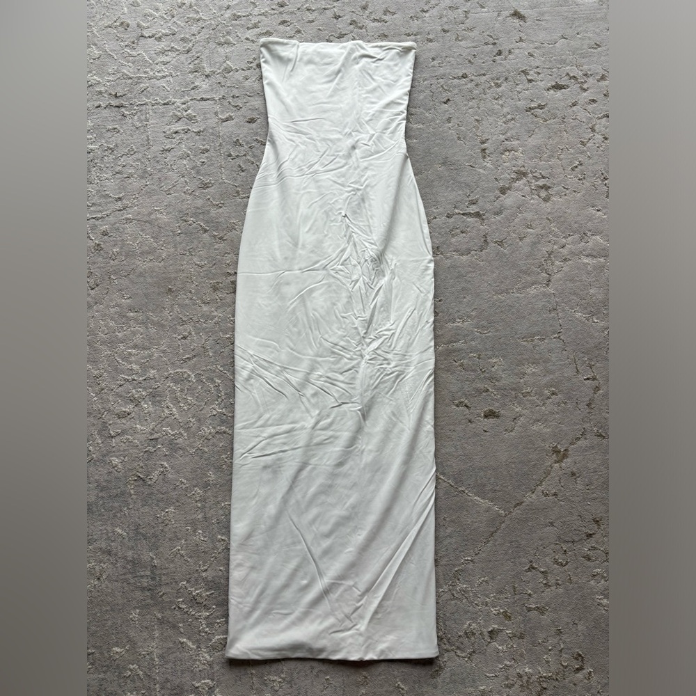 Meshki White Strapless Midi Dress